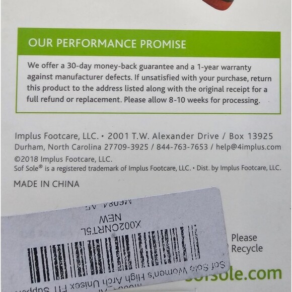 Sof Sole Support Insoles Fit Series High Arch New in Box Women's Size 5/6 - Picture 8 of 10